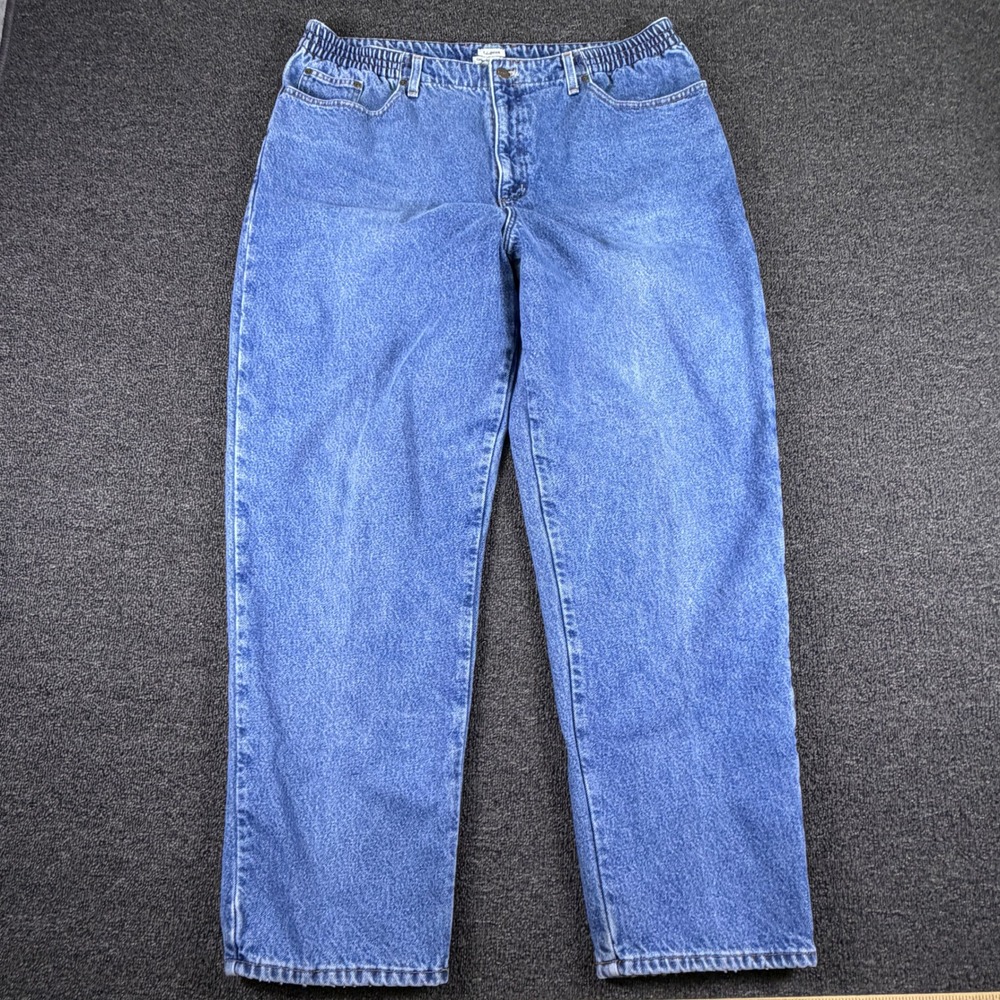 L.L. Bean Jeans Womens 20 MT Original Fit Relaxed Blue Flannel Lined EUC